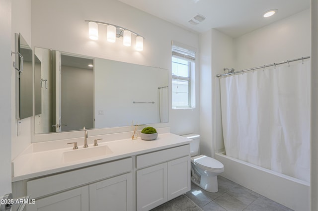 21595 S 225th Way, Queen Creek, AZ 85142 - full bathroom with visible vents, vanity, toilet, tile patterned floors, and shower / tub combo