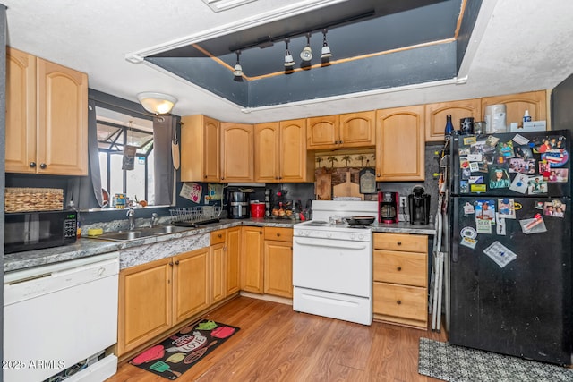 4417 W Sandra Cir, Glendale, AZ 85308 - kitchen featuring light wood-style floors, a sink, and black appliances