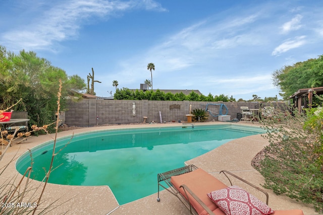 4417 W Sandra Cir, Glendale, AZ 85308 - view of swimming pool with a fenced backyard, a fenced in pool, and a patio