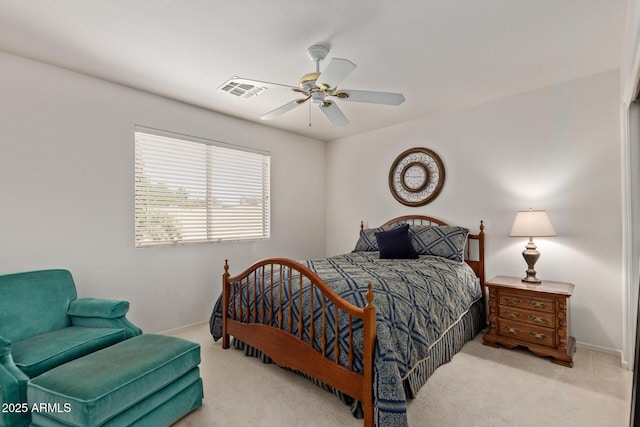 bedroom featuring carpet, ceiling fan, and baseboards