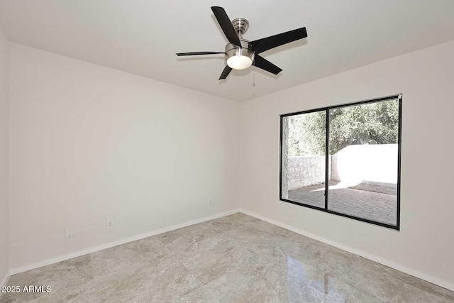 unfurnished room with ceiling fan