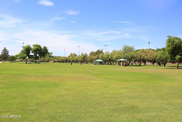 view of community with a gazebo and a yard