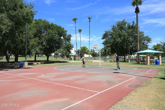 view of basketball court featuring a gazebo