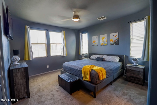 324 N 56th Pl, Mesa, AZ 85205 - bedroom featuring multiple windows, carpet, baseboards, and a ceiling fan