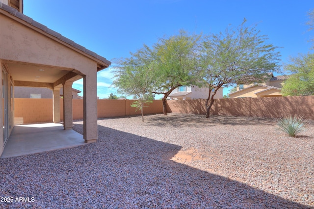 view of yard with a patio area and a fenced backyard