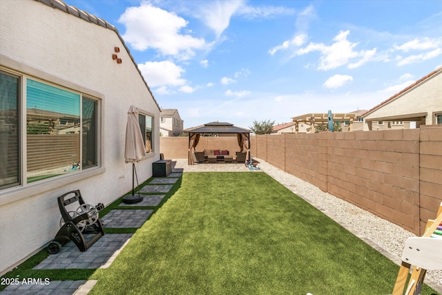 5430 W Notch Hill Rd, Laveen, AZ 85339 - view of yard with a gazebo, an outdoor living space, and a patio area