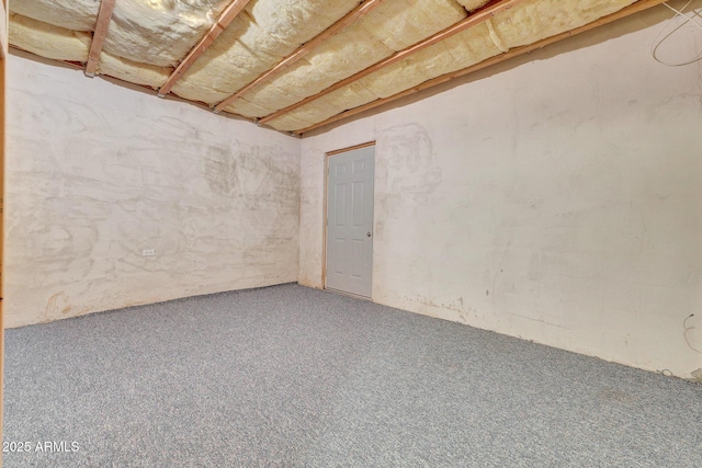 basement featuring carpet flooring