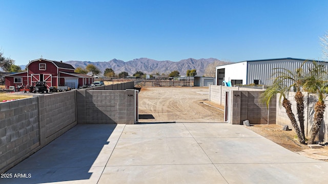 exterior space featuring a mountain view