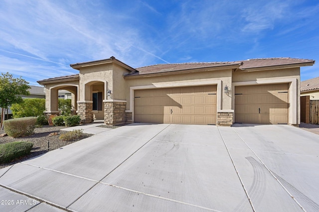 prairie-style home with a garage