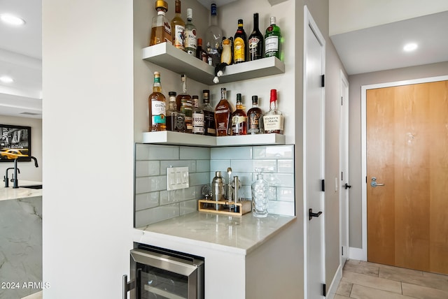 bar with beverage cooler