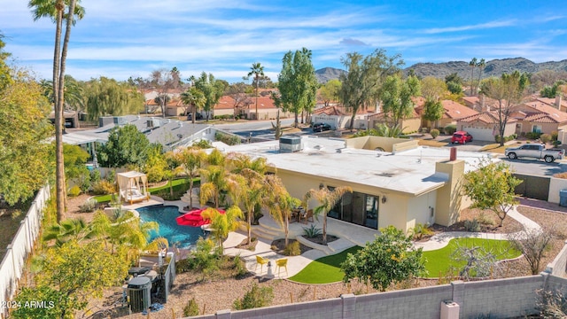 aerial view with a residential view and a mountain view