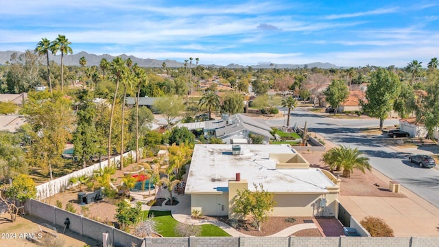 bird's eye view with a residential view and a mountain view