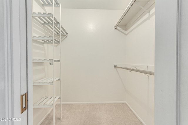 spacious closet featuring light carpet