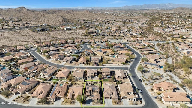 drone / aerial view with a mountain view