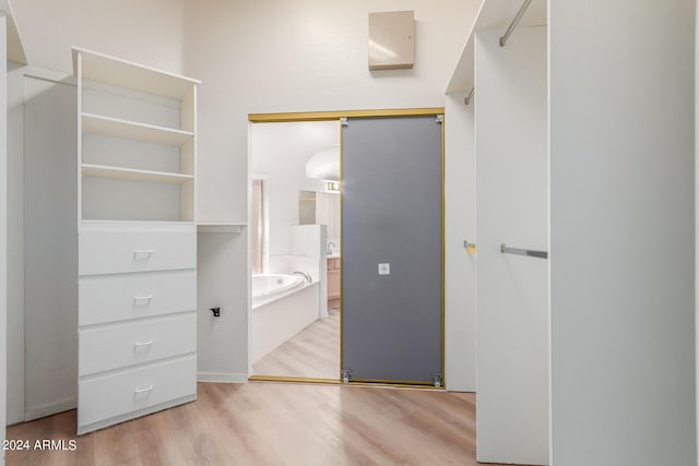 spacious closet featuring light wood-type flooring