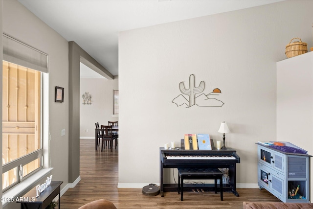 miscellaneous room featuring dark hardwood / wood-style floors