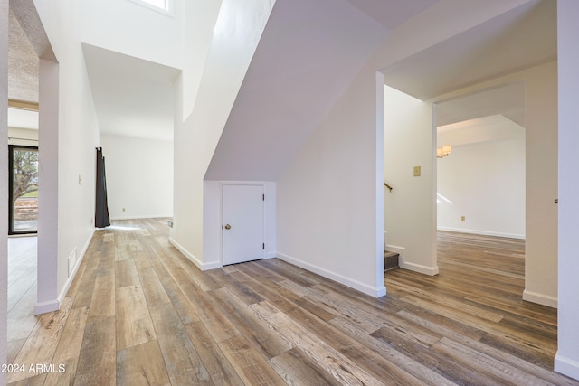 additional living space featuring light hardwood / wood-style flooring