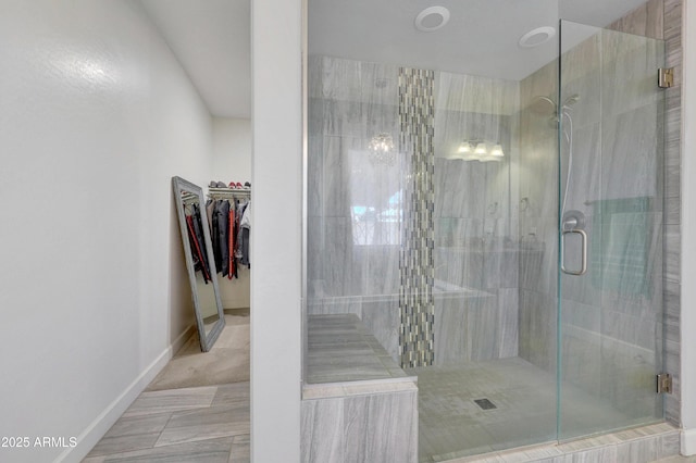 bathroom featuring an enclosed shower