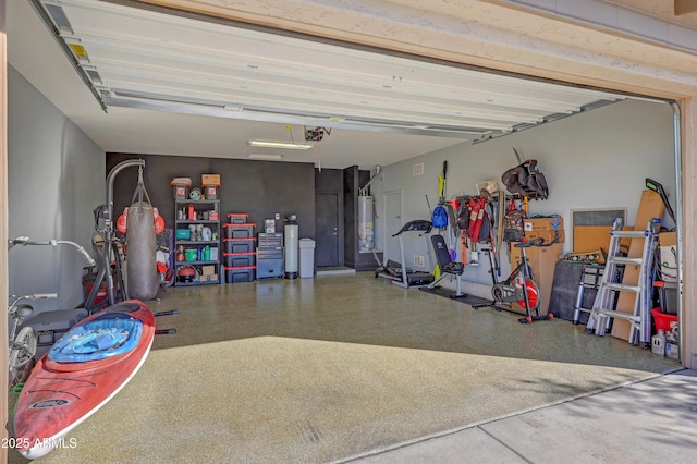 garage with water heater