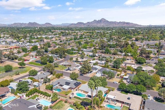 bird's eye view with a mountain view and a residential view