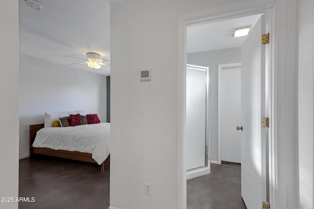 bedroom featuring ceiling fan