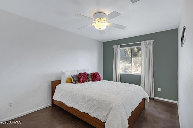 bedroom featuring ceiling fan