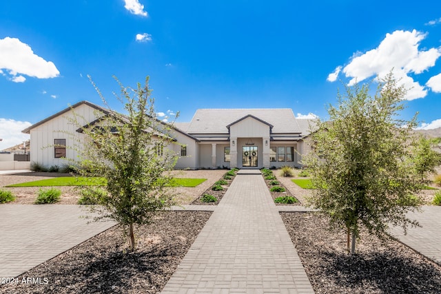 view of modern inspired farmhouse