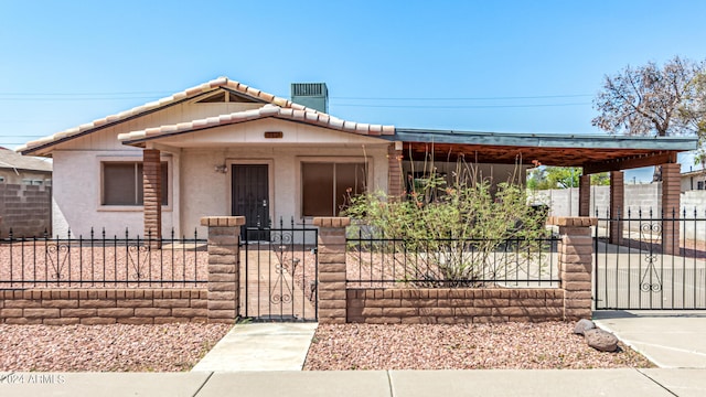 view of front of house with a carport