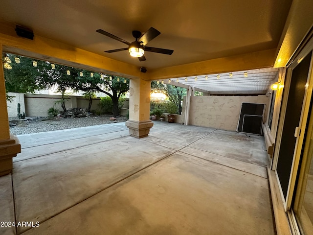 view of patio with ceiling fan