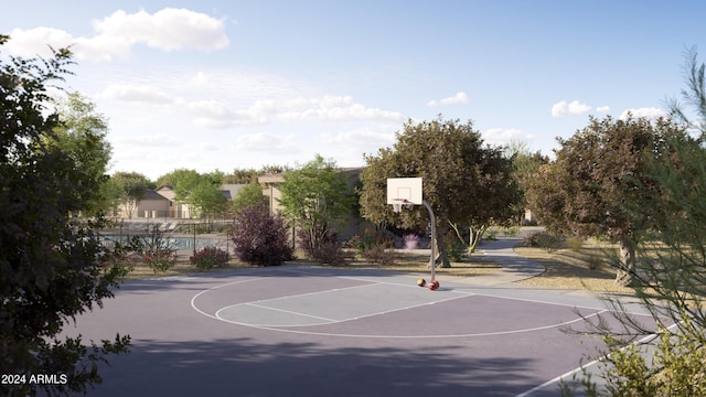 view of sport court featuring community basketball court and fence