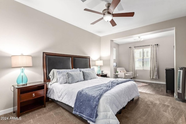 2511 W Queen Creek Rd Unit 425, Chandler, AZ 85248 - carpeted bedroom featuring baseboards and ceiling fan
