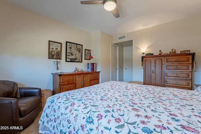 bedroom featuring ceiling fan