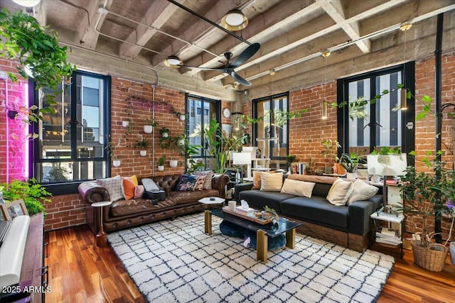 interior space featuring ceiling fan