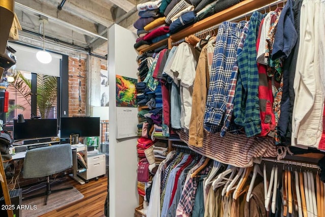 walk in closet featuring hardwood / wood-style flooring