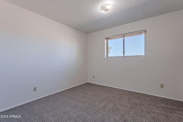 unfurnished room with carpet flooring and a textured ceiling