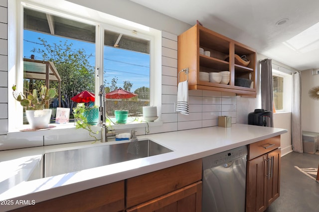 kitchen with sink, backsplash, and stainless steel dishwasher