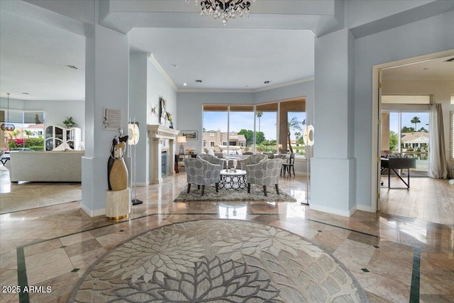 2128 E Clipper Ln, Gilbert, AZ 85234 - foyer with inlaid floor details, baseboards, healthy amount of natural light, and crown molding