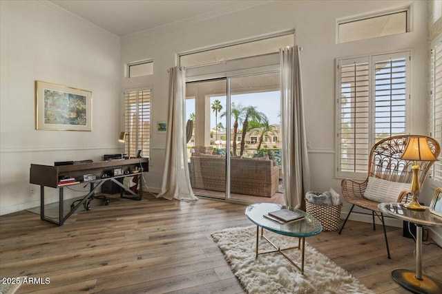 2128 E Clipper Ln, Gilbert, AZ 85234 - office space with wood finished floors, ornamental molding, and baseboards