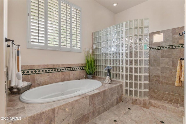 2128 E Clipper Ln, Gilbert, AZ 85234 - bathroom featuring walk in shower and a garden tub