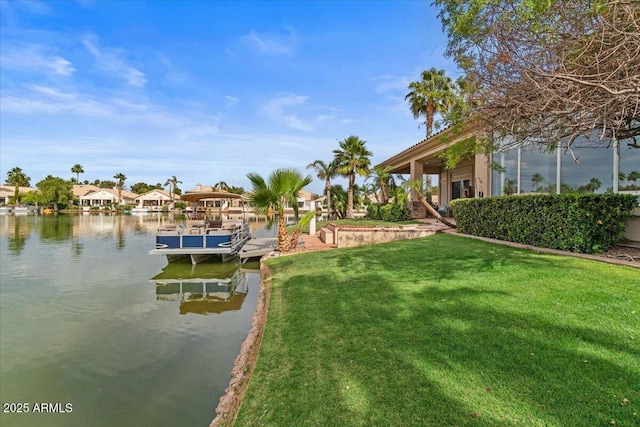 2128 E Clipper Ln, Gilbert, AZ 85234 - dock area featuring a water view and a lawn