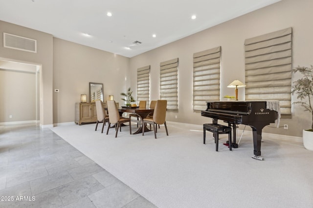 view of carpeted dining room