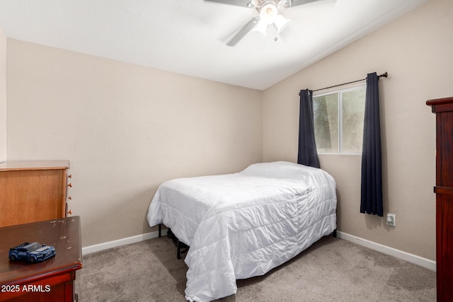 511 E Purdue Ave, Phoenix, AZ 85020 - bedroom featuring lofted ceiling, carpet, baseboards, and ceiling fan