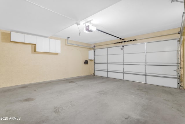 garage with a garage door opener