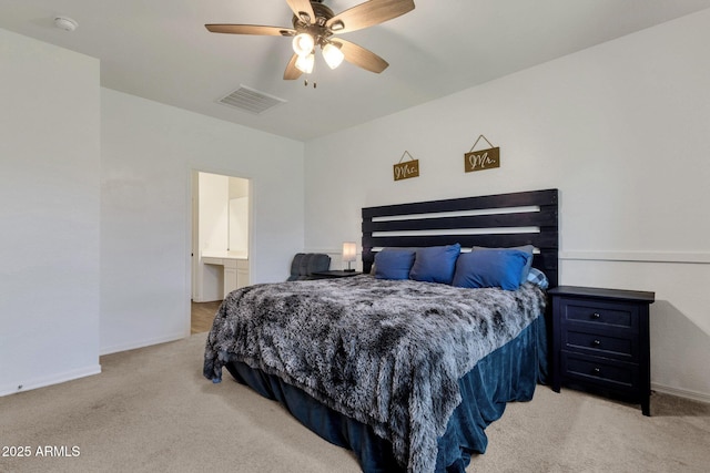 4595 W Foldwing Dr, San Tan Valley, AZ 85144 - bedroom featuring light carpet, baseboards, and a ceiling fan