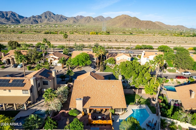 aerial view featuring a mountain view