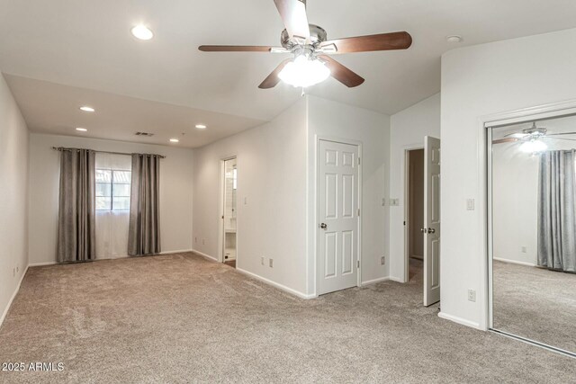 13128 N 104th Pl, Scottsdale, AZ 85260 - unfurnished bedroom featuring carpet flooring, baseboards, recessed lighting, and ceiling fan