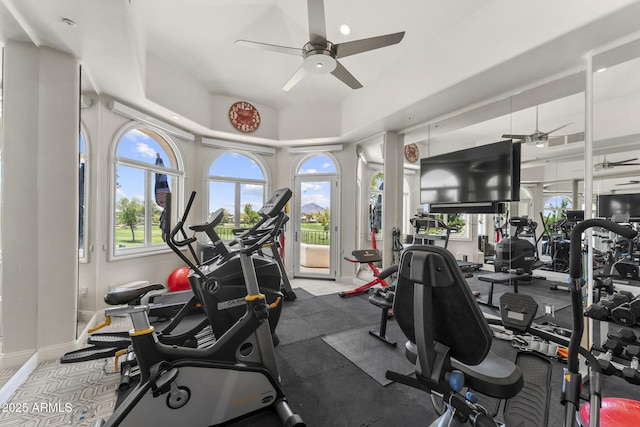 7475 E Gainey Ranch Rd Unit 22, Scottsdale, AZ 85258 - exercise room featuring ceiling fan
