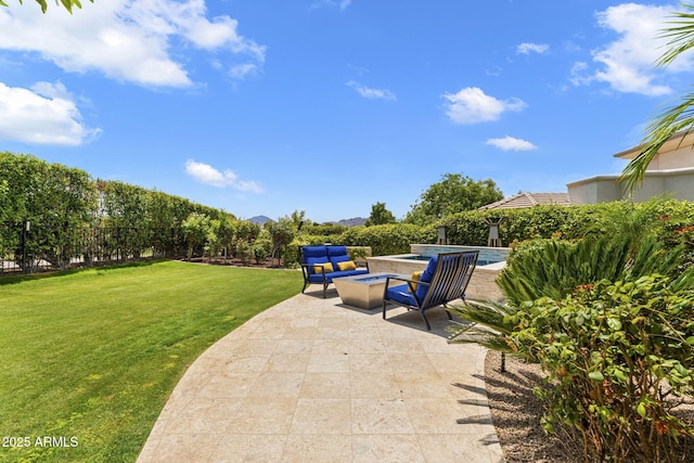 7475 E Gainey Ranch Rd Unit 22, Scottsdale, AZ 85258 - view of patio / terrace with an outdoor pool and an outdoor hangout area