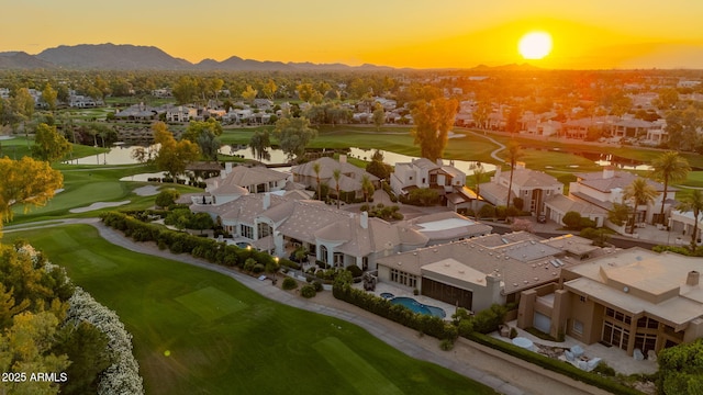 7475 E Gainey Ranch Rd Unit 22, Scottsdale, AZ 85258 - aerial perspective of suburban area featuring a water and mountain view and a local golf course