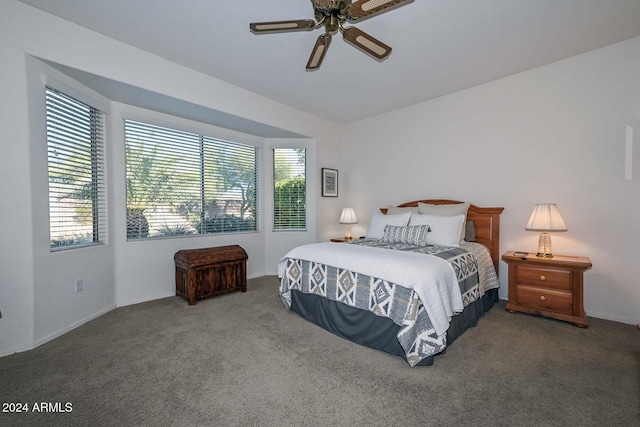 bedroom with carpet and ceiling fan